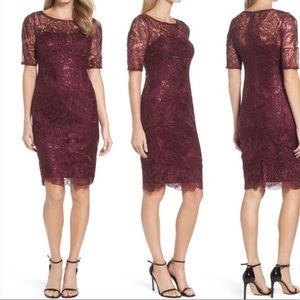 DESIGNER maroon sparkly midi dress
